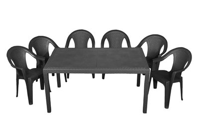 Набір Progarden стіл Prince і 6 крісел Ischia антрацит 3041 фото