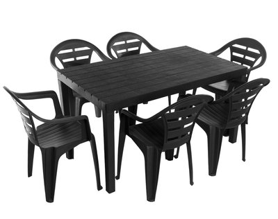 Набір садових меблів Progarden стіл SUMATRA та 6 крісел MOYO антрацит 999         фото