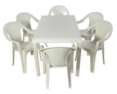 Набір Progarden стіл JOKER і 6 крісел KORA білий 3541 фото