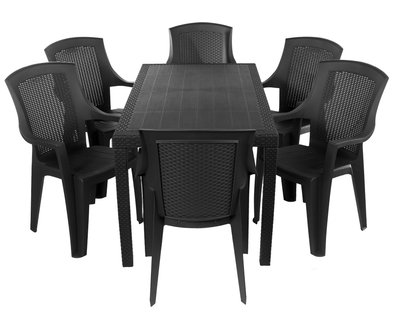 Комплект меблів Progarden стіл Joker і 6 крісел Eden антрацит 3098 фото