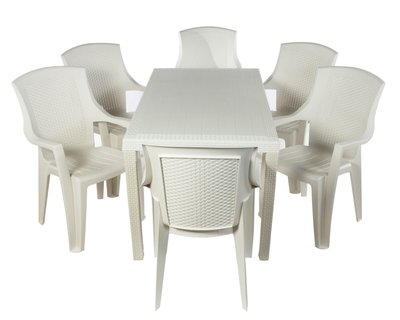 Комплект меблів Progarden стіл Joker і 6 крісел Eden білий 3100 фото