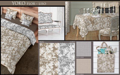 Тканина бавовняна лонета YOKO FLOR GRIS 3957 фото