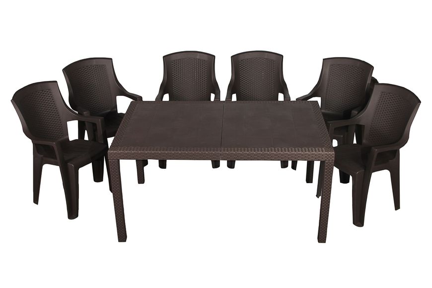 Набір Progarden стіл Prince і 6 крісел Eden коричневий 2852 фото