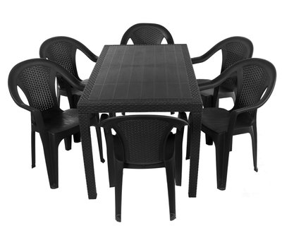 Набір Progarden стіл JOKER і 6 крісел KORA антрацит 3508 фото
