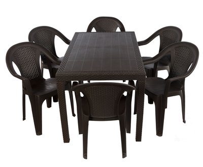 Набір Progarden стіл JOKER і 6 крісел KORA коричневий 3507 фото