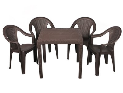 Набір Progarden стіл KING і 4 крісла KORA коричневий 3510 фото