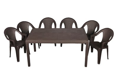 Набір Progarden стіл PRINCE і 6 крісел KORA коричневий 3512 фото
