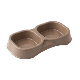 Миска для корму пластикова подвійна Doppia Small 21x11,5x3h, 0,3 л, коричневий 4057 фото